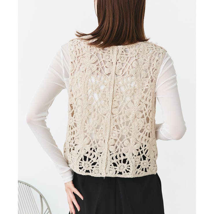 クロシェ編みVネックベスト | ad thie | 詳細画像21 