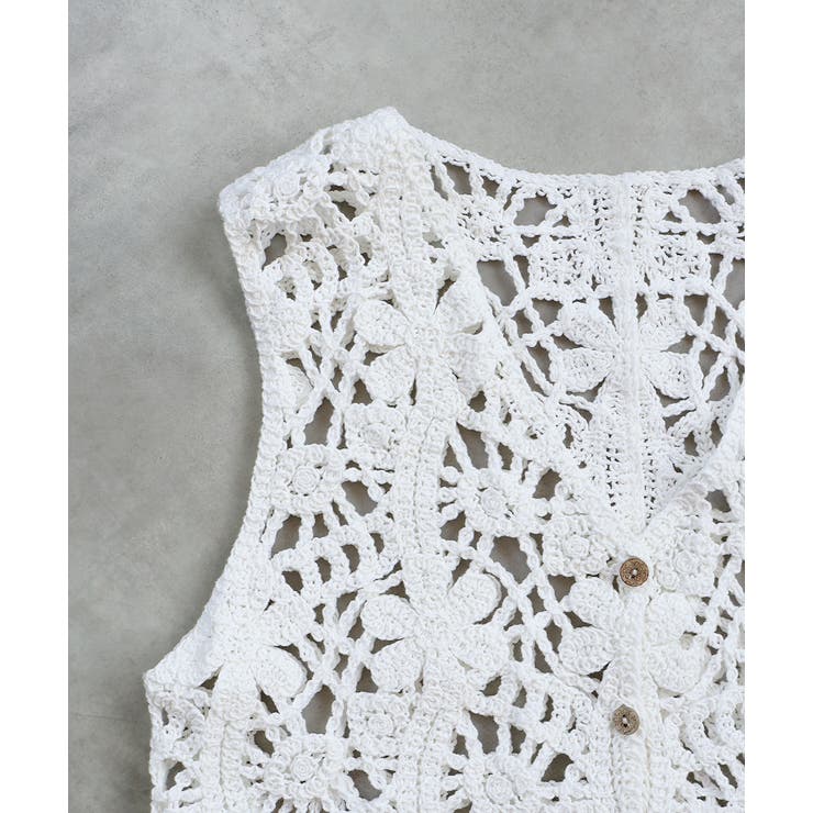 クロシェ編みVネックベスト | ad thie | 詳細画像23 