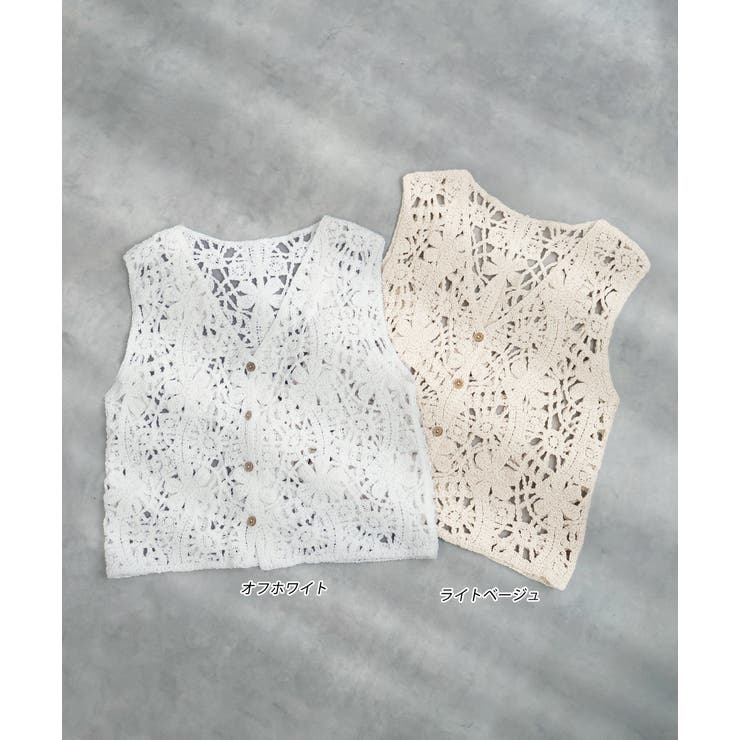 クロシェ編みVネックベスト | ad thie | 詳細画像27 