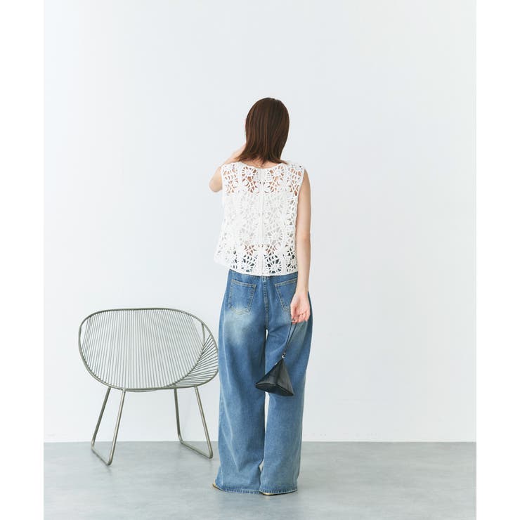 クロシェ編みVネックベスト | ad thie | 詳細画像4 