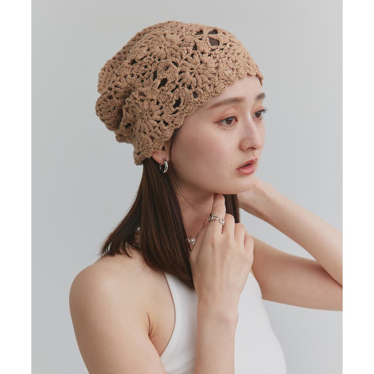 ベージュ | クロシェビーニーハット | ad thie