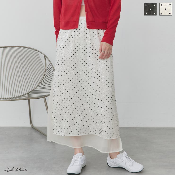 ポルカドットレイヤードナロースカート | ad thie | 詳細画像1 