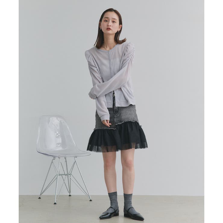 チュールドッキングデニムミニスカート | ad thie | 詳細画像17 