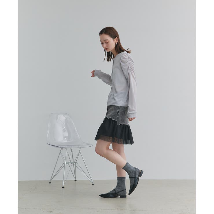 チュールドッキングデニムミニスカート | ad thie | 詳細画像18 