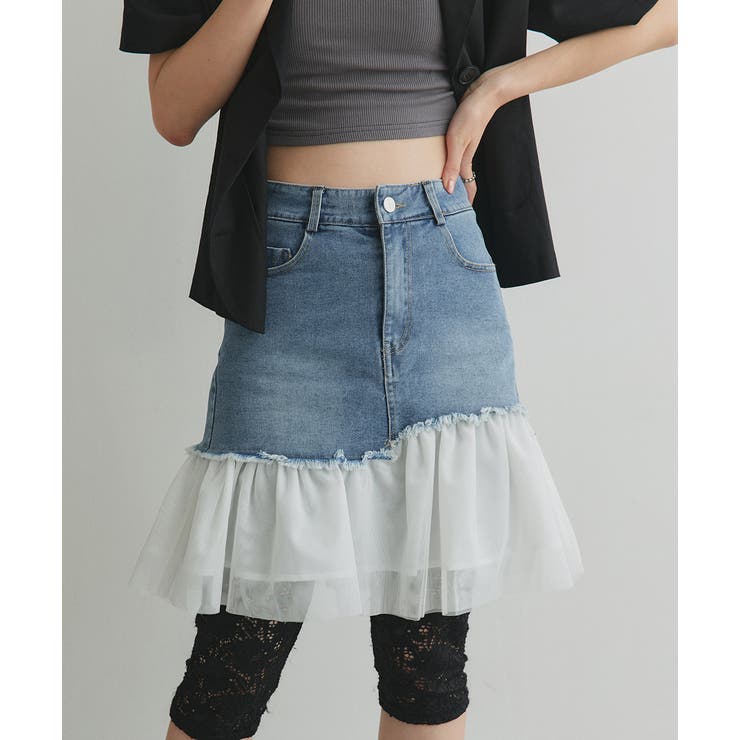 チュールドッキングデニムミニスカート | ad thie | 詳細画像24 