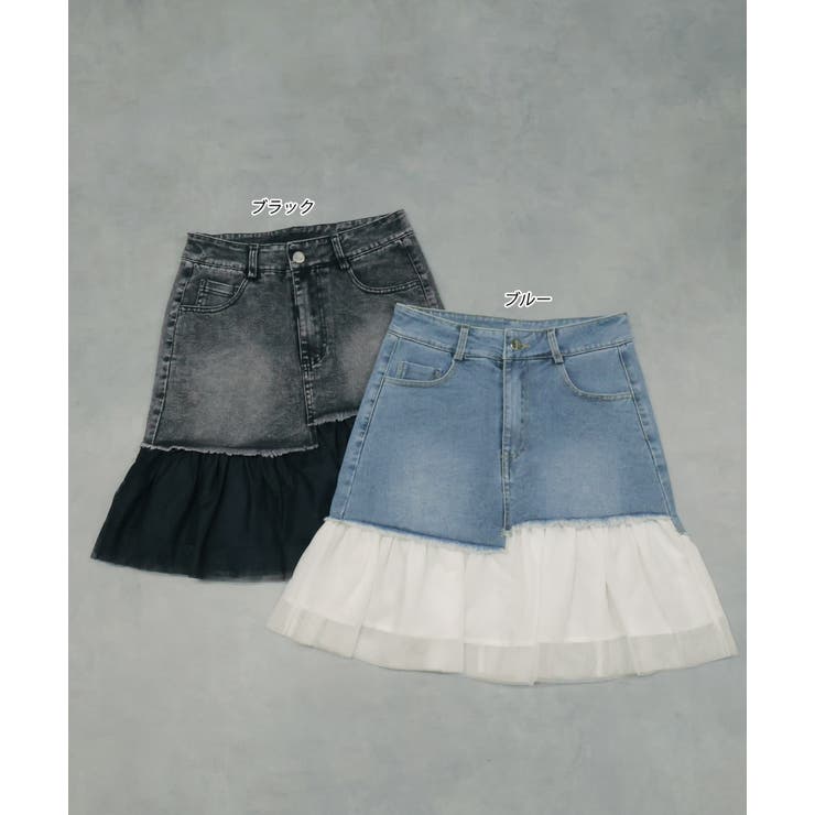 チュールドッキングデニムミニスカート | ad thie | 詳細画像32 