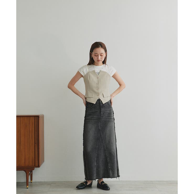 カットオフデニムロングスカート | ad thie | 詳細画像18 