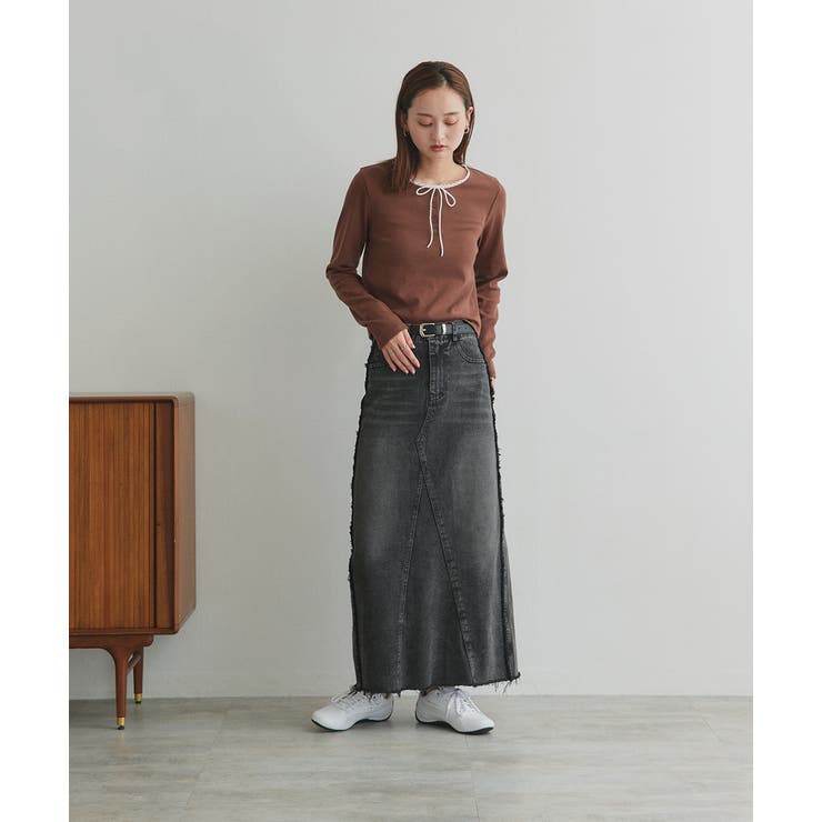 カットオフデニムロングスカート | ad thie | 詳細画像9 