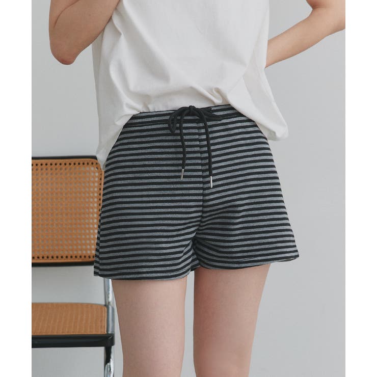 リラックスボーダーショートパンツ | ad thie | 詳細画像4 