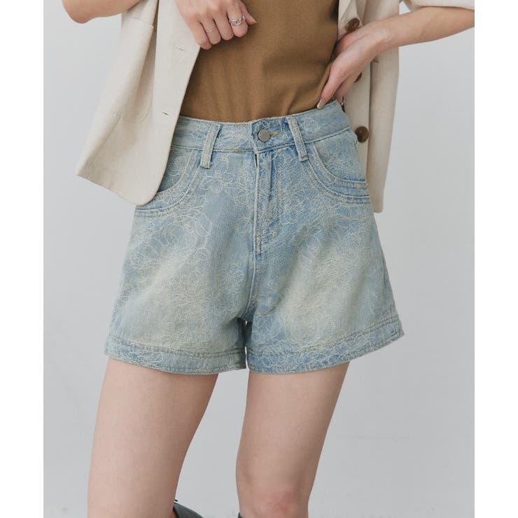 フラワー刺繍デニムショートパンツ | ad thie | 詳細画像12 