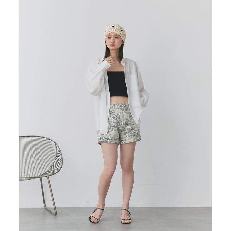 フラワー刺繍デニムショートパンツ | ad thie | 詳細画像22 