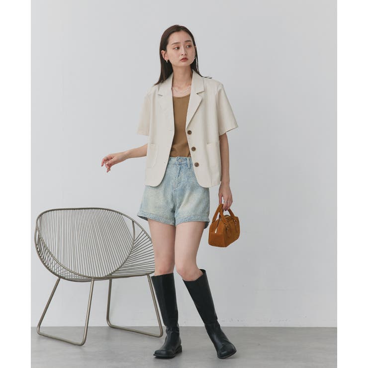 フラワー刺繍デニムショートパンツ | ad thie | 詳細画像7 