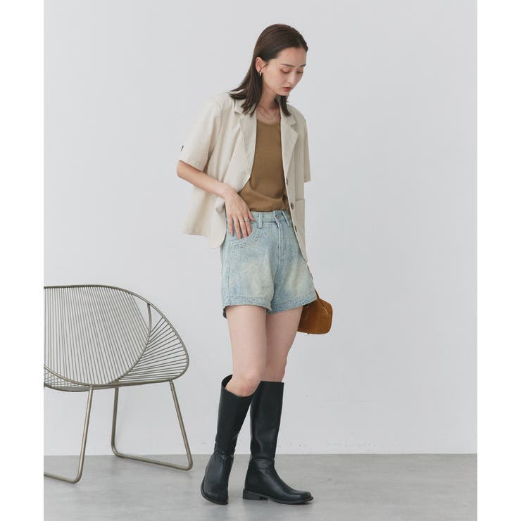 フラワー刺繍デニムショートパンツ | ad thie | 詳細画像9 