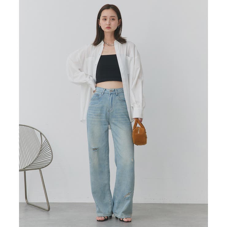 ライトカラーダメージデニムパンツ | ad thie | 詳細画像17 