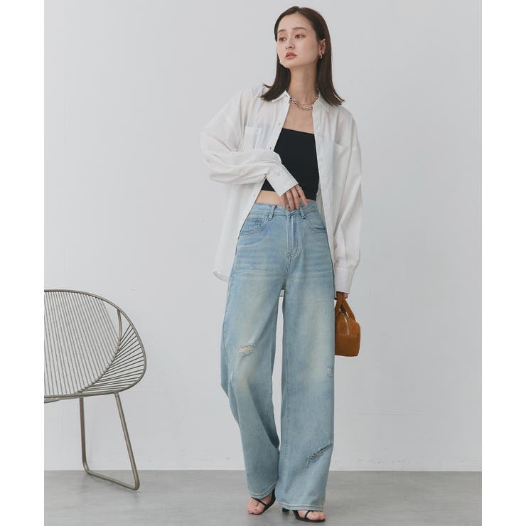 ライトカラーダメージデニムパンツ | ad thie | 詳細画像18 