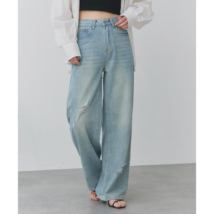 ライトカラーダメージデニムパンツ | ad thie | 詳細画像24 