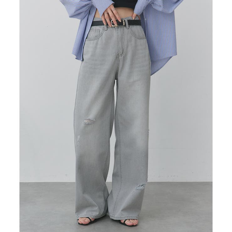 ライトカラーダメージデニムパンツ | ad thie | 詳細画像5 