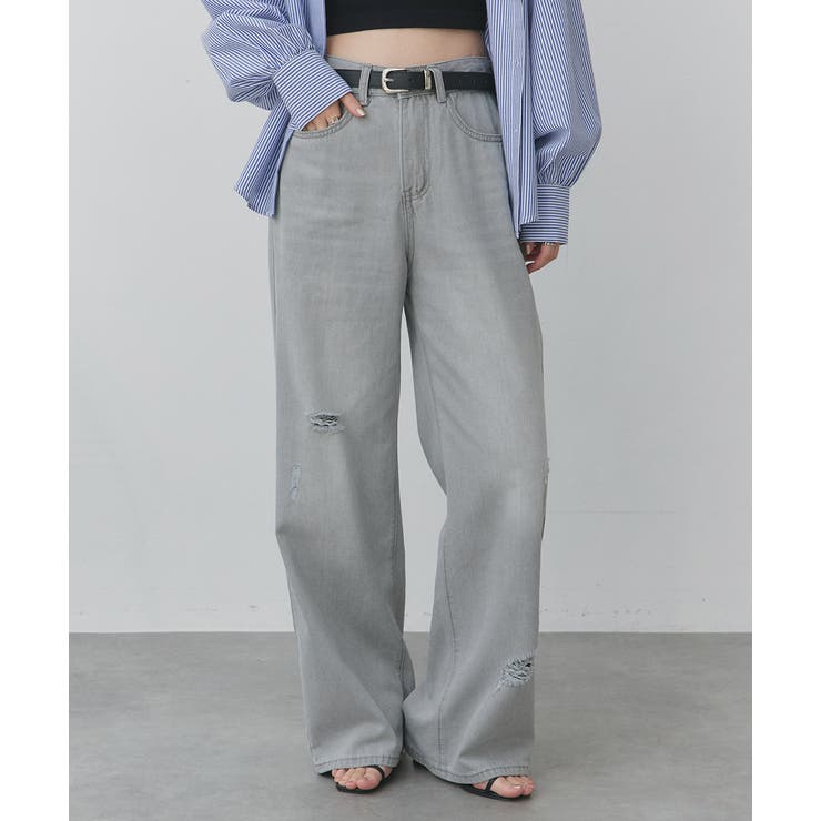 ライトカラーダメージデニムパンツ | ad thie | 詳細画像6 