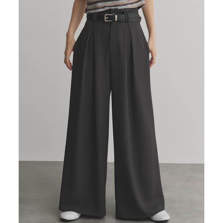 グレー | フロントタックワイドスラックス | ad thie