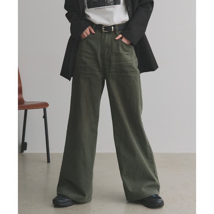 カーキ | 【2025AW新作】ヴィンテージライクグラデーションデニムパンツ | ad thie
