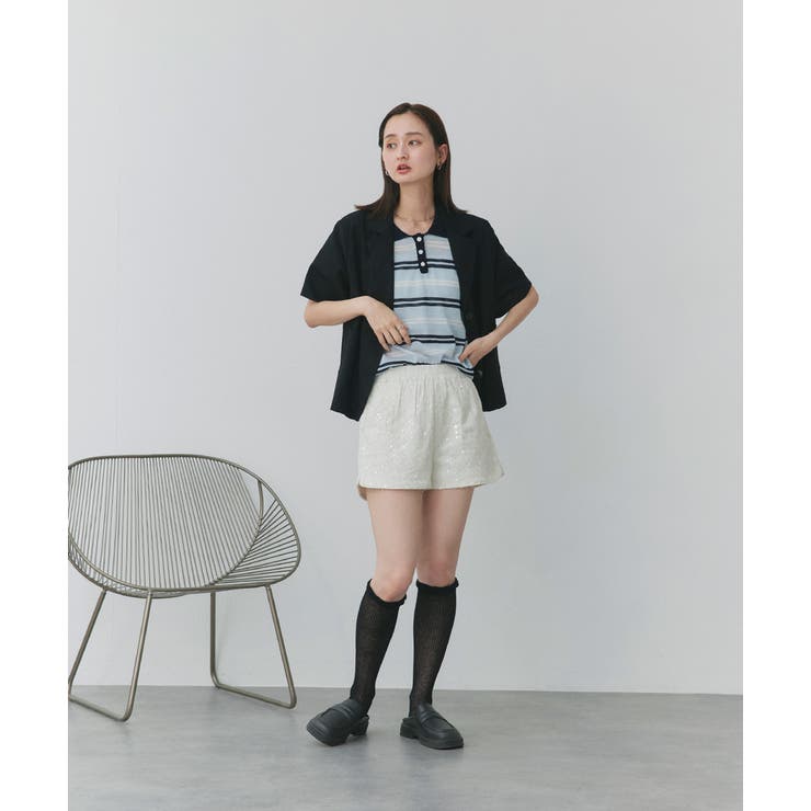 【美品】ゴールデングース　スパンコール　レディース　ショートパンツ 2025SS新作】スパンコールフラワーショートパンツ[品番