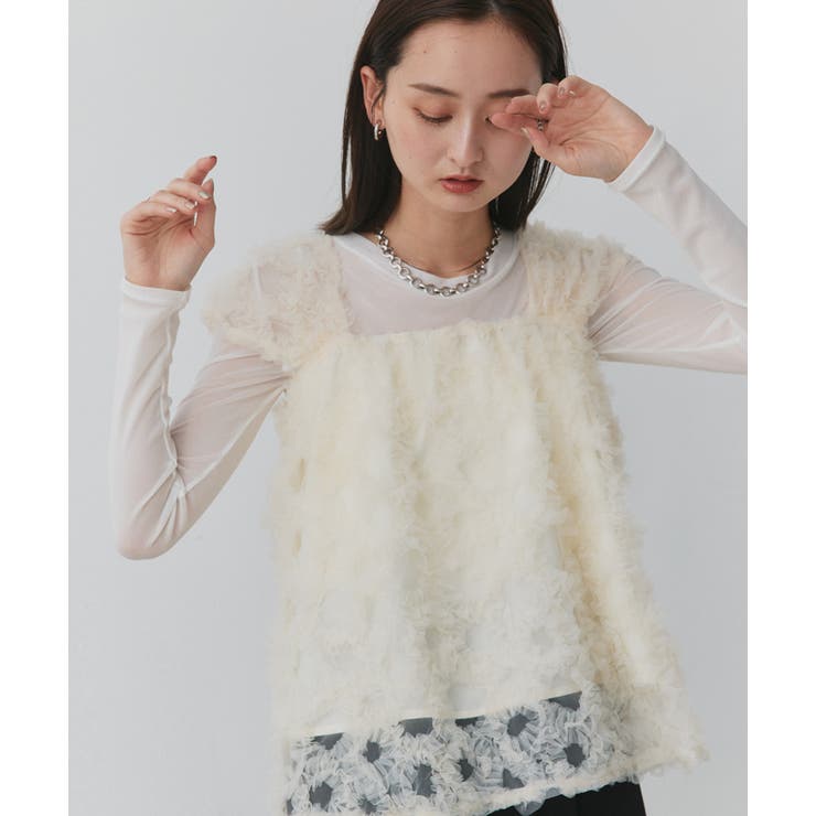 coel コエル　フラワーモチーフチュールトップス フラワーチュールトップス【BLACK】 – ELLIE