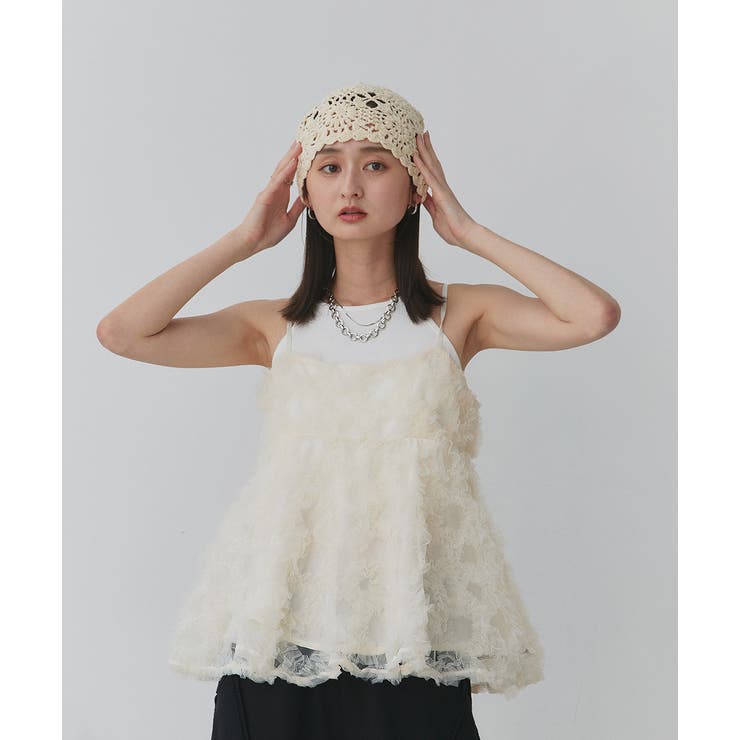 フラワーモチーフ チュールキャミソール | ad thie | 詳細画像10 