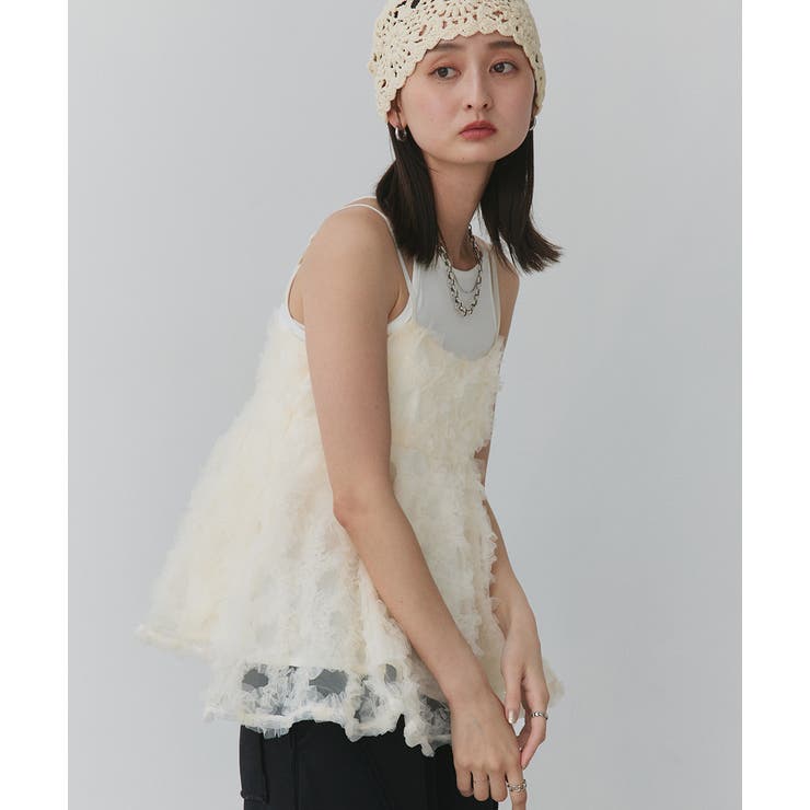 フラワーモチーフ チュールキャミソール | ad thie | 詳細画像12 