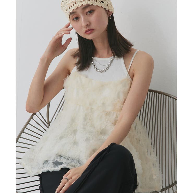 フラワーモチーフ チュールキャミソール | ad thie | 詳細画像14 