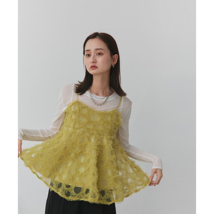 フラワーモチーフ チュールキャミソール | ad thie | 詳細画像22 