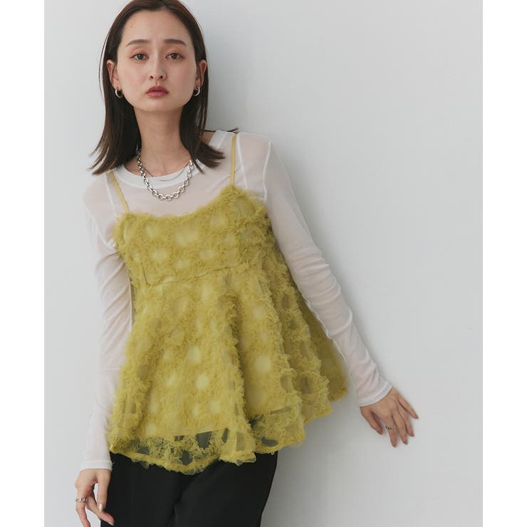 フラワーモチーフ チュールキャミソール | ad thie | 詳細画像24 