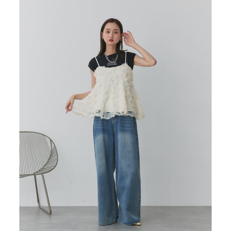 フラワーモチーフ チュールキャミソール | ad thie | 詳細画像3 