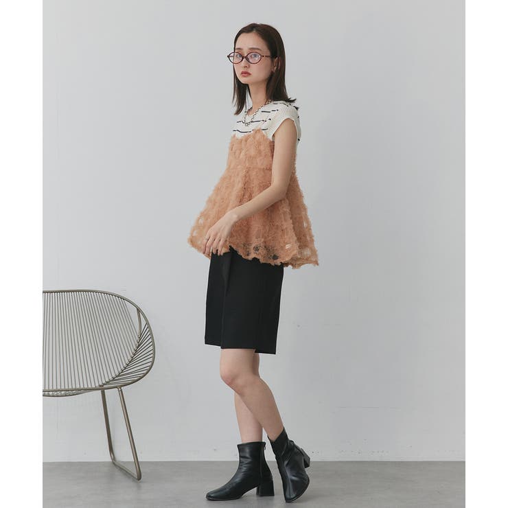 フラワーモチーフ チュールキャミソール[品番：ADEW0004973]｜ad thie