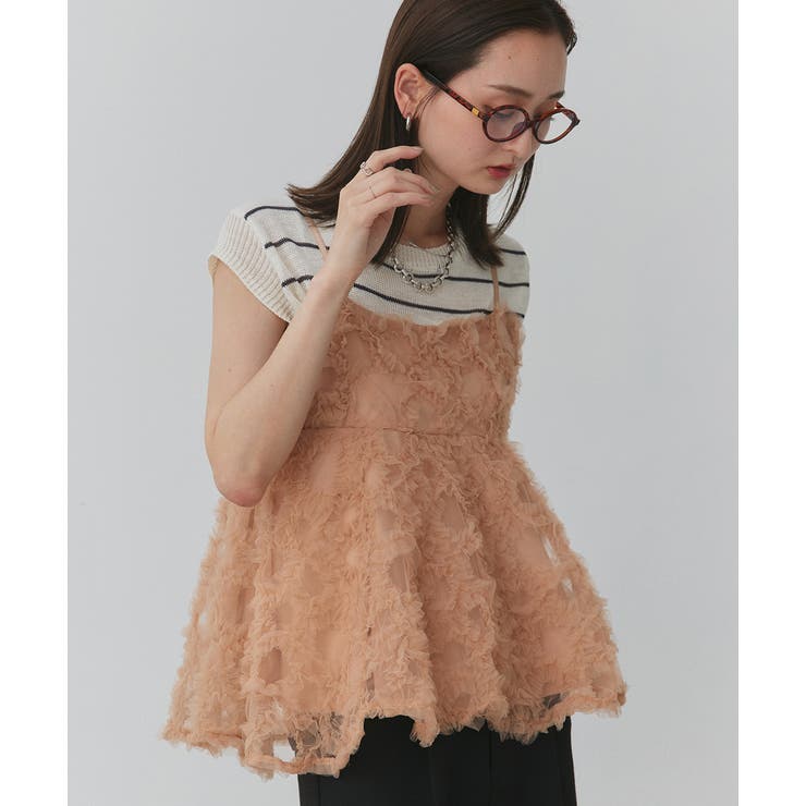 フラワーモチーフ チュールキャミソール | ad thie | 詳細画像33 