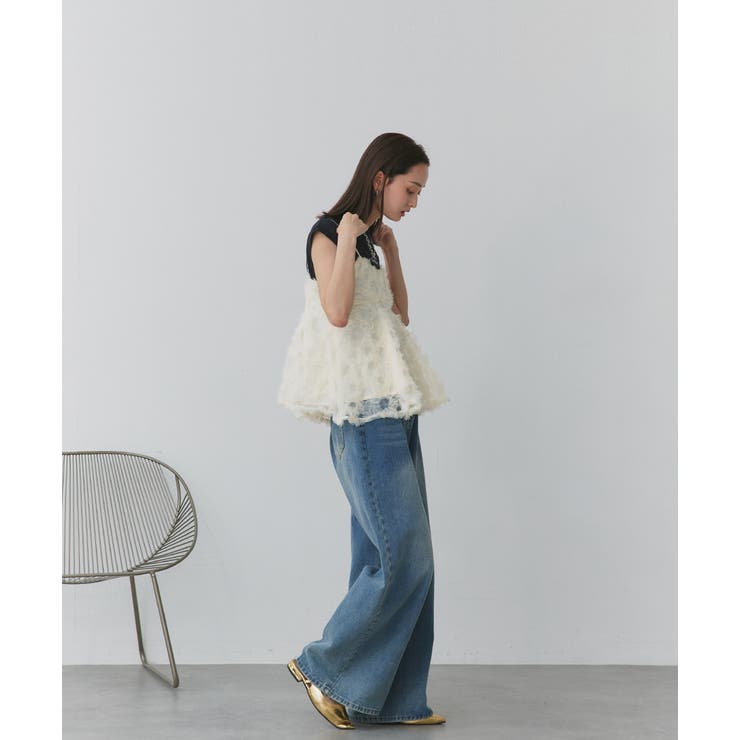 フラワーモチーフ チュールキャミソール | ad thie | 詳細画像4 