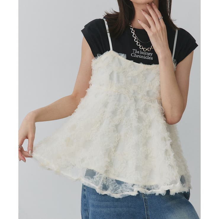 フラワーモチーフ チュールキャミソール | ad thie | 詳細画像6 