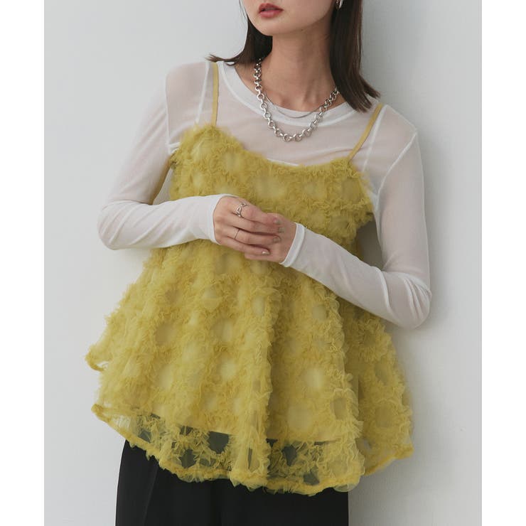 ライトグリーン | フラワーモチーフ チュールキャミソール | ad thie