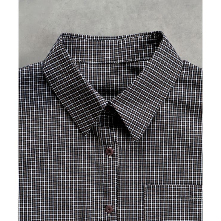 ノースリーブドロストショート丈チェックシャツ | ad thie | 詳細画像30 