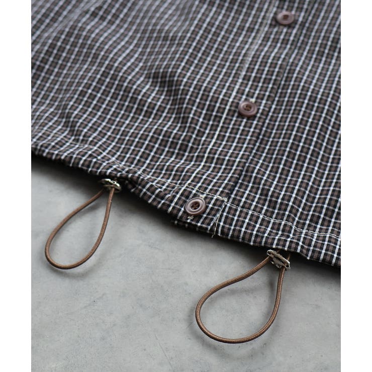 ノースリーブドロストショート丈チェックシャツ | ad thie | 詳細画像31 