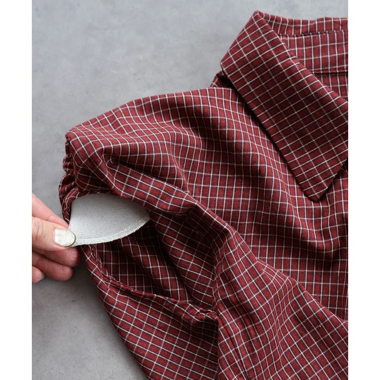 ノースリーブドロストショート丈チェックシャツ | ad thie | 詳細画像33 