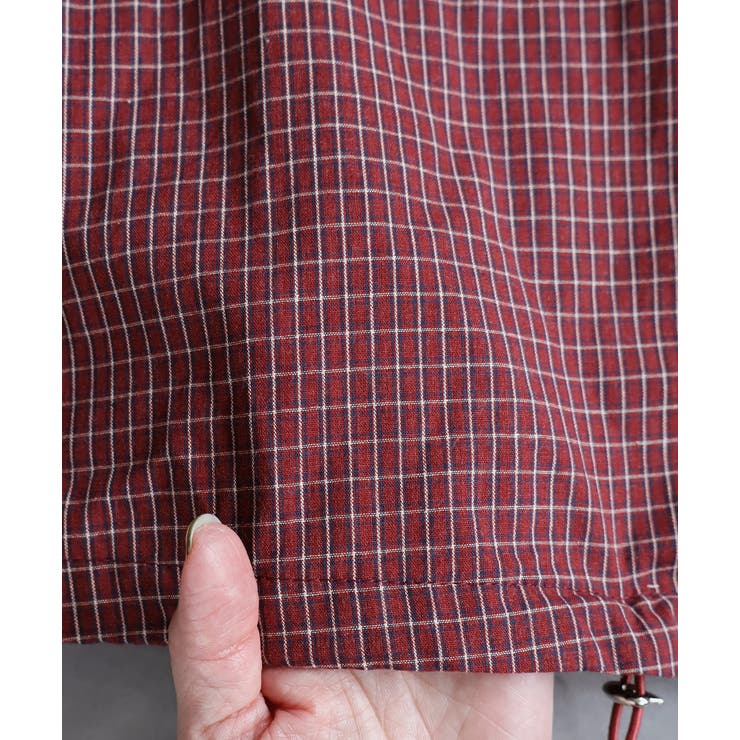 ノースリーブドロストショート丈チェックシャツ | ad thie | 詳細画像34 