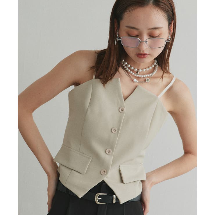2025AW新作】フロントボタンデザインキャミソールビスチェ[品番
