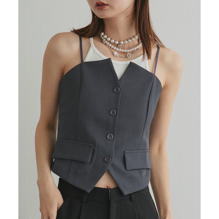 フロントボタンデザインキャミソールビスチェ | ad thie | 詳細画像32 