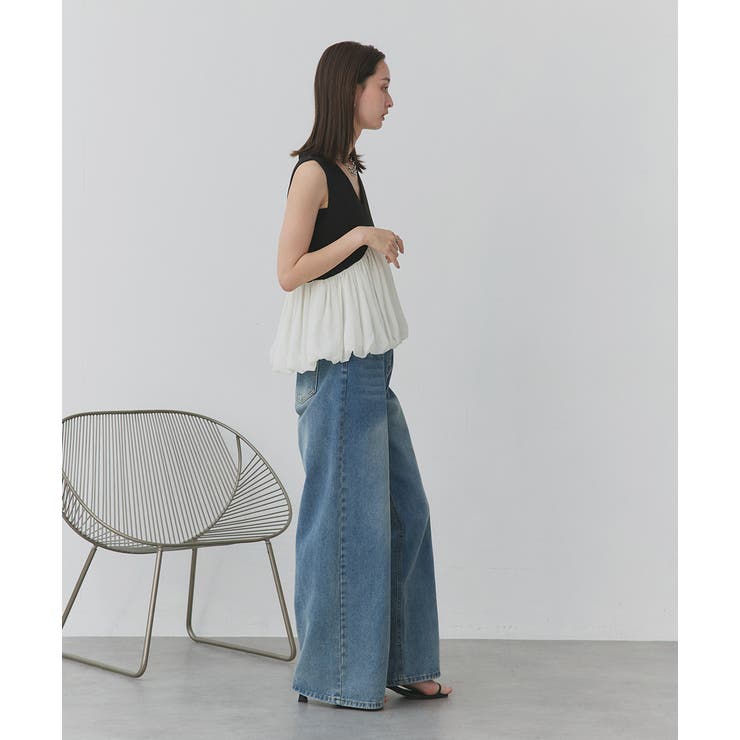 バルーンヘムノースリーブペプラムブラウス | ad thie | 詳細画像10 