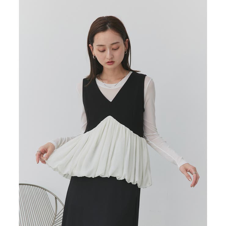 バルーンヘムノースリーブペプラムブラウス | ad thie | 詳細画像19 