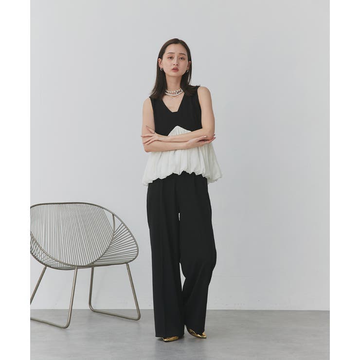 バルーンヘムノースリーブペプラムブラウス | ad thie | 詳細画像2 