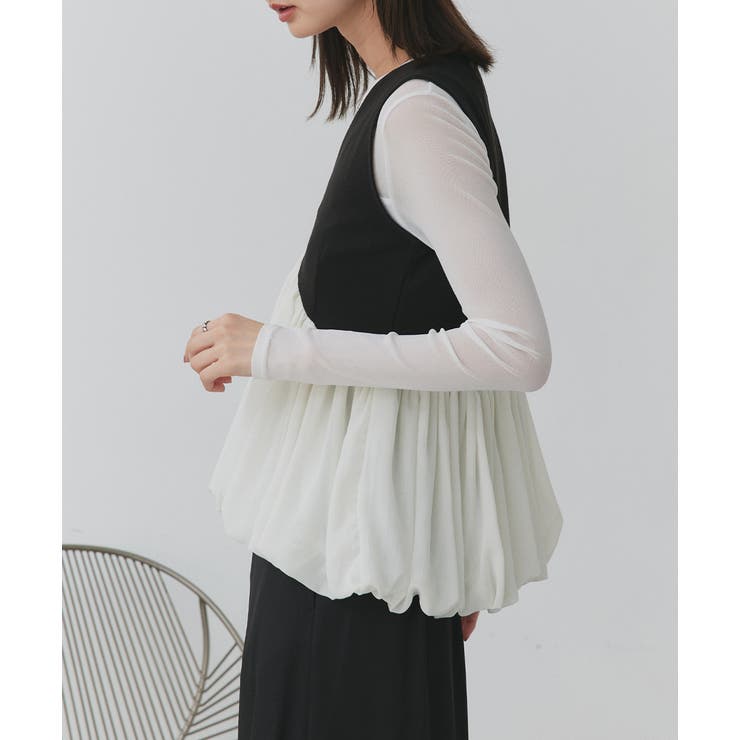 バルーンヘムノースリーブペプラムブラウス | ad thie | 詳細画像20 