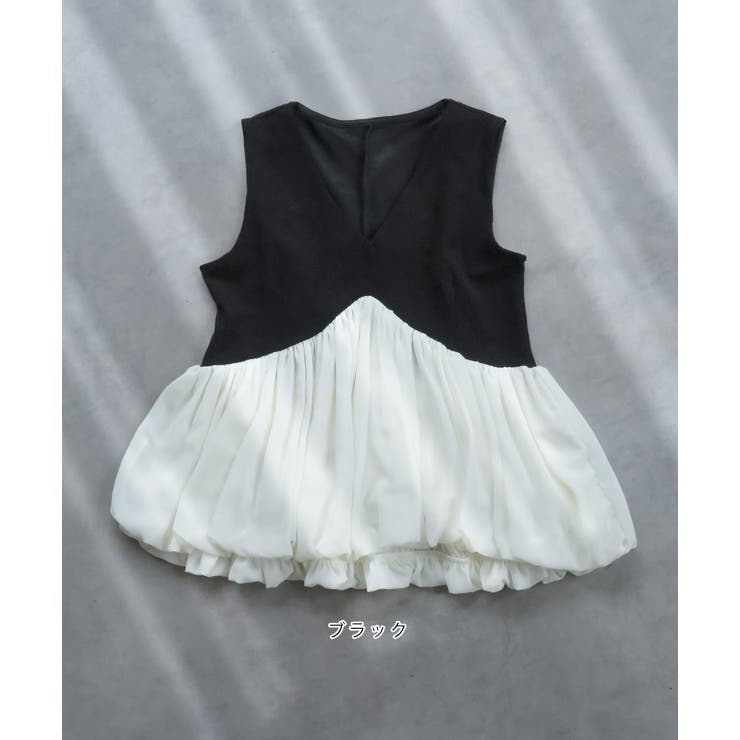 バルーンヘムノースリーブペプラムブラウス | ad thie | 詳細画像29 