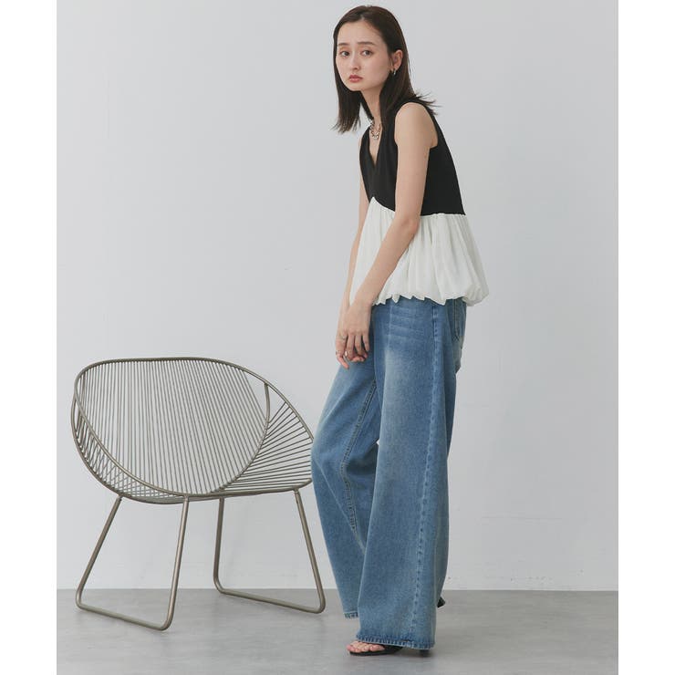 バルーンヘムノースリーブペプラムブラウス | ad thie | 詳細画像9 