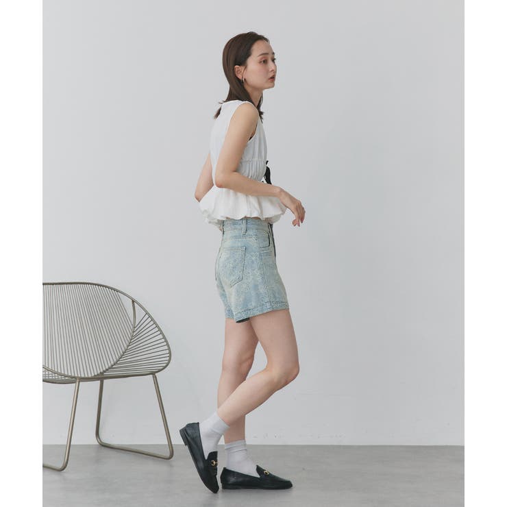 リボンデザインノースリーブペプラムブラウス | ad thie | 詳細画像16 